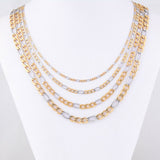 STAINLESS STEEL Gold and Silver Tone FIGARO CHAIN 26 in long 3mm wide