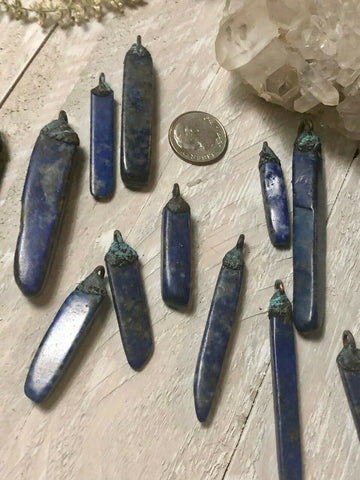 Lapis Lazuli pendant with natural copper patina bail  1.5 to 2 in