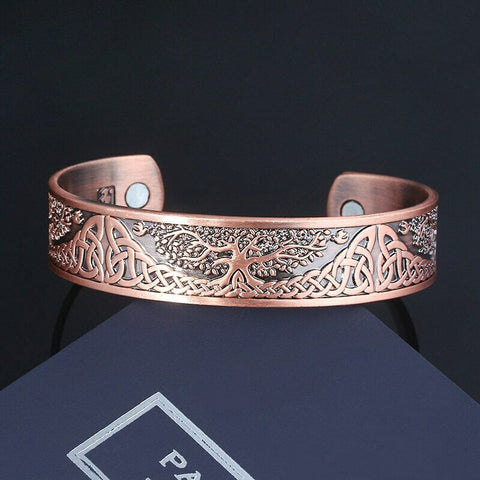 Celtic Tree of Life Wide Copper Color Magnetic Bangle Cuff