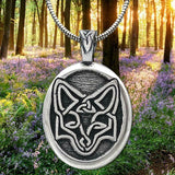 Celtic Pewter Fox Pendant made in USA with 21 inch snake stainless steel chain