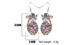 Acrylic Floral Double Sided Cat Earrings