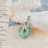 Ocean Starfish/shell Transparent Resin Necklace Ball Chain Silver Plated 18 in - Bedazzled Designs