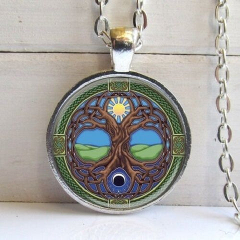 Moon and Sun Celtic Tree of Life Necklace with chain