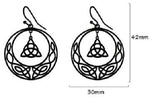 Black STAINLESS STEEL CELTIC Knot Triquetra Crescent moon  Earrings