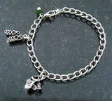 Dance shoes Charm Bracelet with Genuine Jade Bead XL 8.5 in