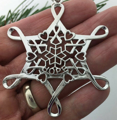 Pewter Ribbon of Life Snowflake Ornament/Pendant