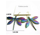 Rainbow Titanium Look Dragonfly Alloy Earrings