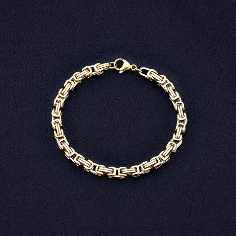 Stainless Steel Gold Byzantine Bracelet  8 inches 5mm thick