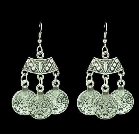 Turkish Style Silver Color Coin Earrings