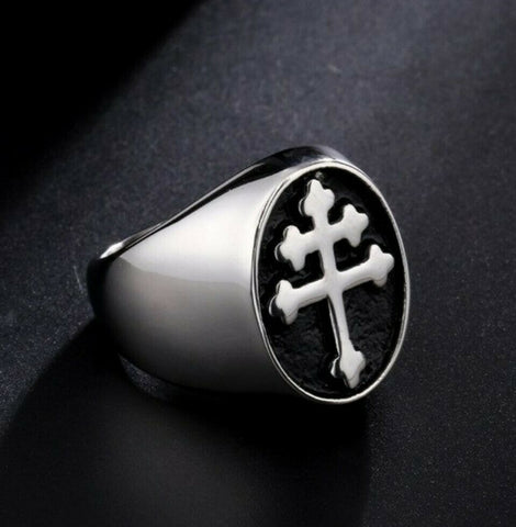 316L Stainless Steel Orthodox Cross Ring
