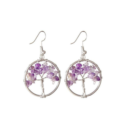 Celtic Tree of Life Wire Wrapped Amethyst Earrings