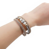 Velvet/Acrylic Bracelets Gold Plated Gray White Imitation Pearl Clear Rhinestone
