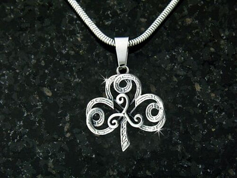 "The Journey" Shamrock/Triskele Necklace with 24 inch snake chain