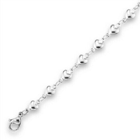 Stainless Steel Heart Anklet 9.5 inches with 2 in extender