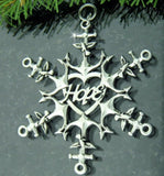 Pewter Nautical Hope Snowflake Ornament/Pendant