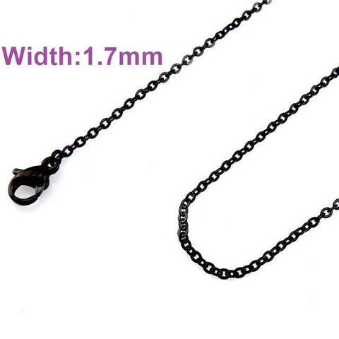 Black Stainless Steel 50 cm (19 1/2) Inch 1.7 mm Link Neck Chain (2 chains)
