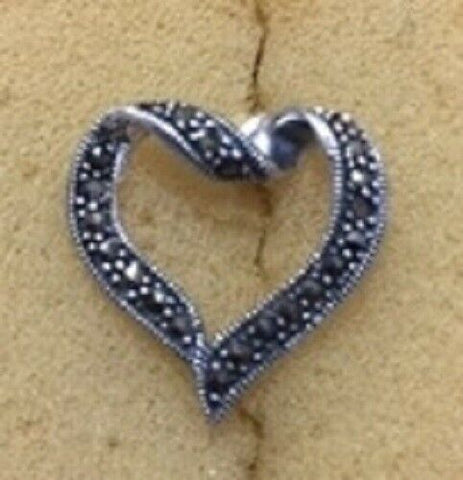 Sterling Silver Marcasite Heart Stud Earrings (1 pair)