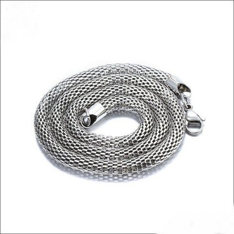 Stainless Steel 21.7 Inch (55 cm) 4mm Mesh Chain Necklace