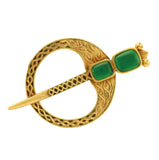 Irish Bronze Celtic Green Stone brooch