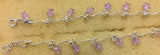 Sterling Silver Bead Anklet With Stars (Pink,Purple,Red)