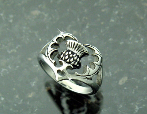 Bold Scottish Thistle Ring I love Scotland In 316 L Stainless Steel