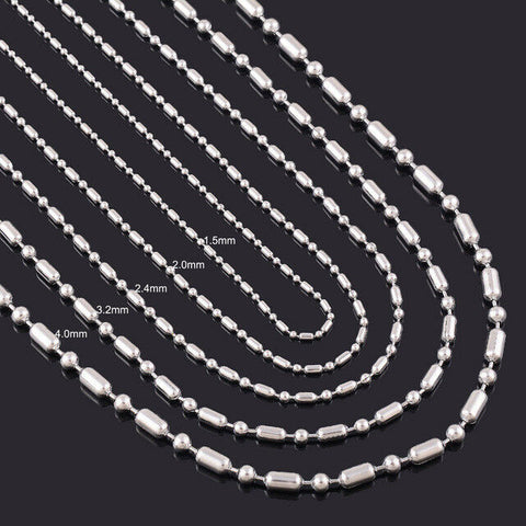 Stainless Steel 32 Inch 1.5  mm Ball Cylinder Link Neck Chain Necklace