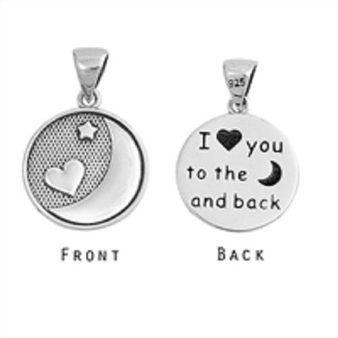 Sterling Silver "I Love You To the Moon and Back"  Pendant without chain