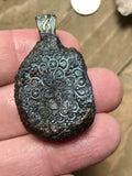 Raw Druzy Crystal 41 x 24 mm with natural copper patina bail