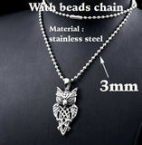 Celtic Owl Necklace with 60 cm stainless steel 3mm ball chain