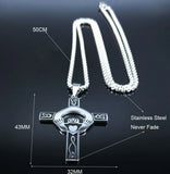 Celtic Knotwork Stainless Steel Claddagh Cross Pendant  with 20 in box chain
