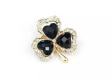 Black Shamrock Pin with Crystals
