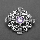 Scottish Thistle Cross Pin with Purple Crystal