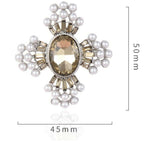Vintage Style Crystal Cross Brooch/ Pin with synthetic pearls Silver Color