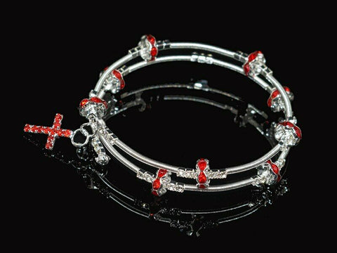 Silver Plated 2 row red crystal bracelet