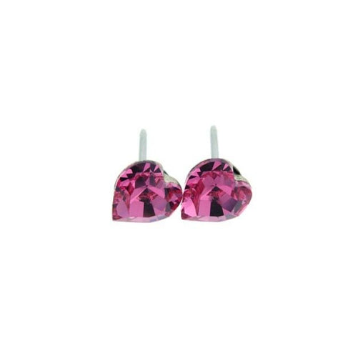 Fuchsia made with  Swarovski Crystal AB Heart Stud Earrings 6mm