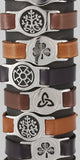Irish Wide Pewter Black Leather Adjustable Bracelet