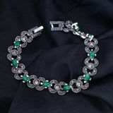Silver Plated Turkish Style bracelet with green and marcasite-like stones