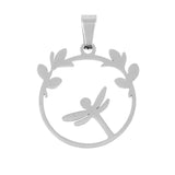 Stainless Steel Cut Out Pendant Branch Silver Tone Dragonfly 33mm(1 2/8") x 24mm