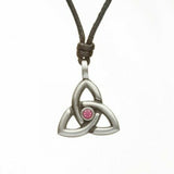 Irish Celtic Pewter Trinity CZ Birthstone Necklace with Adjustable Black Cord