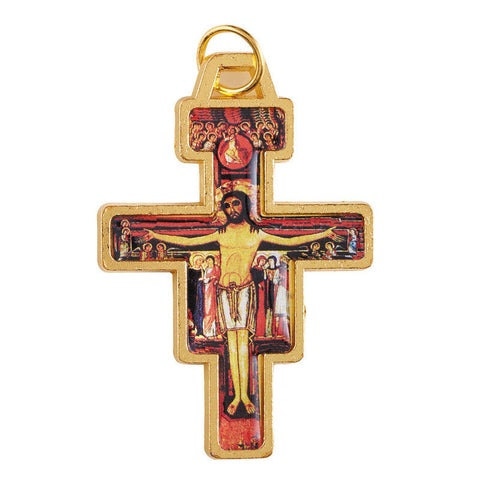 Gold-Plated Epoxy San Damiano Crucifix Pendant