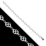 Stainless Steel Shamrock Flower Link Chain Bracelet 7.48 in