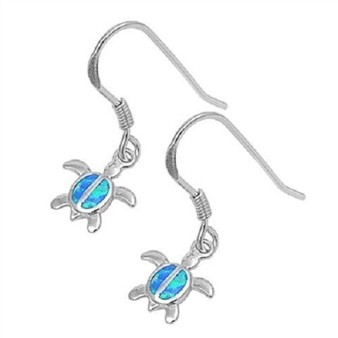 Sterling Silver Earrings with Lab Opal - Turtle