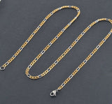 STAINLESS STEEL Gold and Silver Tone FIGARO CHAIN 24 in long 3mm wide