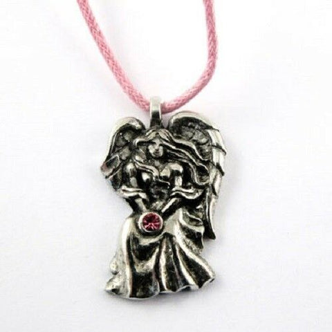 Irish Pewter Angel of Beauty Pendant with Adjustable Pink Cord