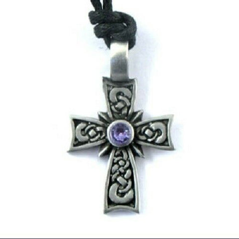 Irish Pewter Celtic Cross with Adustable Black Cord